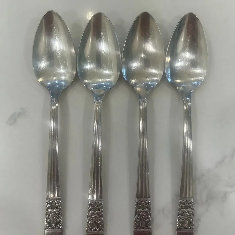 Vtg‎ Set Of 4 Oneida Community CORONATION 6” Spoons Silverplate 1936 Silverware